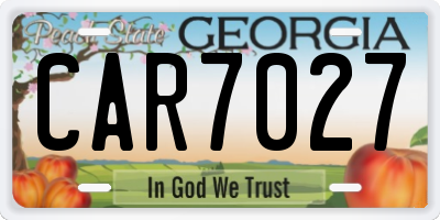 GA license plate CAR7027