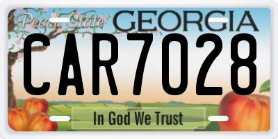 GA license plate CAR7028