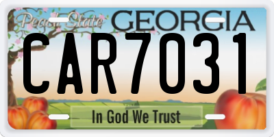 GA license plate CAR7031