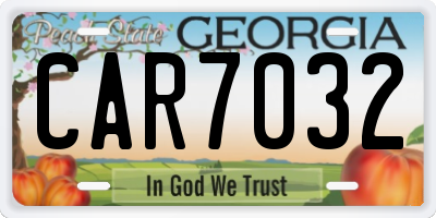 GA license plate CAR7032