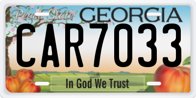 GA license plate CAR7033