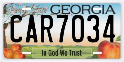 GA license plate CAR7034