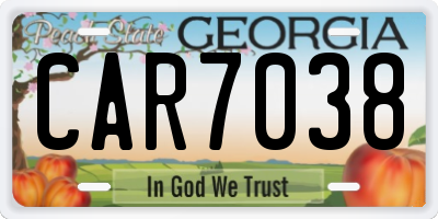 GA license plate CAR7038