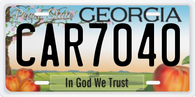 GA license plate CAR7040