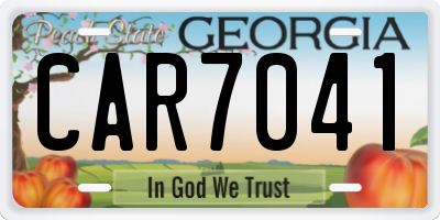 GA license plate CAR7041