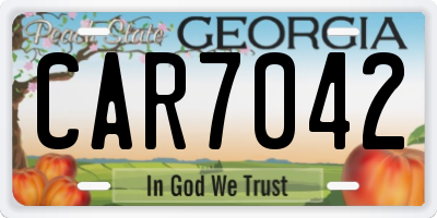 GA license plate CAR7042