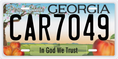 GA license plate CAR7049