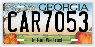 GA license plate CAR7053