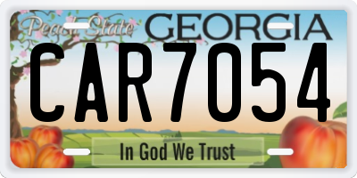 GA license plate CAR7054