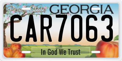 GA license plate CAR7063