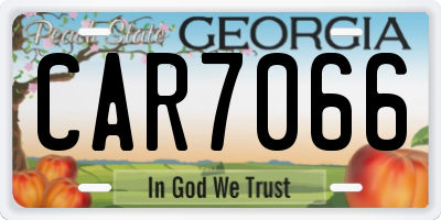 GA license plate CAR7066