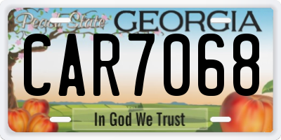 GA license plate CAR7068