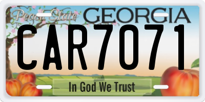 GA license plate CAR7071