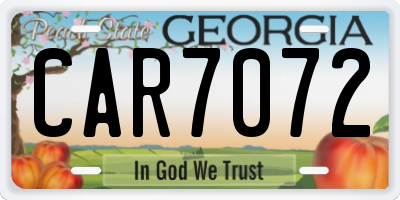 GA license plate CAR7072