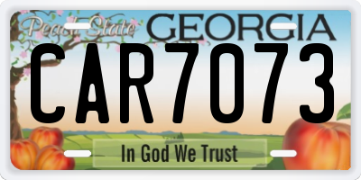 GA license plate CAR7073