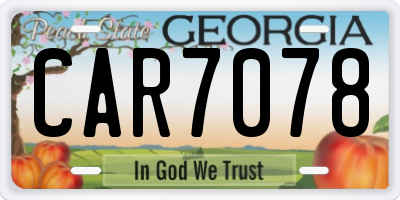 GA license plate CAR7078