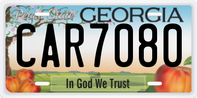 GA license plate CAR7080