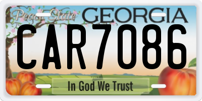 GA license plate CAR7086