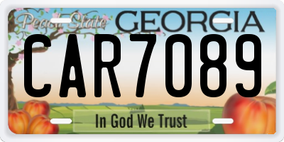 GA license plate CAR7089