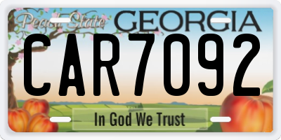 GA license plate CAR7092