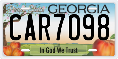 GA license plate CAR7098