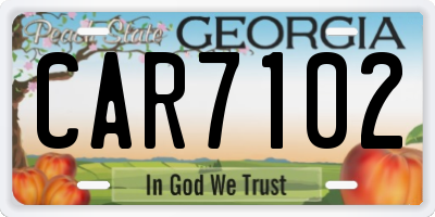 GA license plate CAR7102