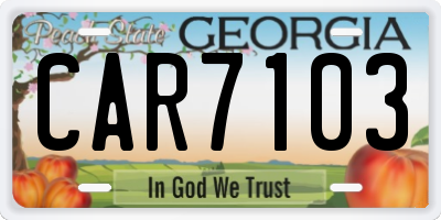 GA license plate CAR7103