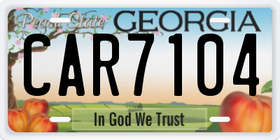 GA license plate CAR7104