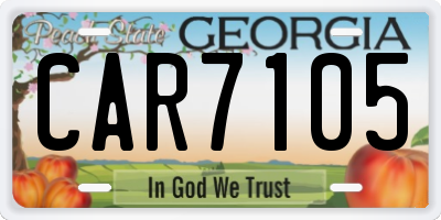 GA license plate CAR7105