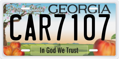 GA license plate CAR7107