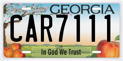 GA license plate CAR7111