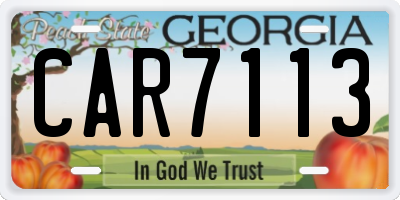 GA license plate CAR7113