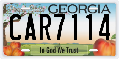 GA license plate CAR7114