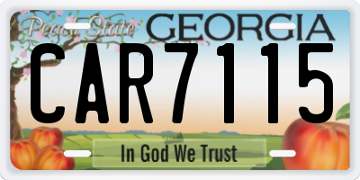 GA license plate CAR7115