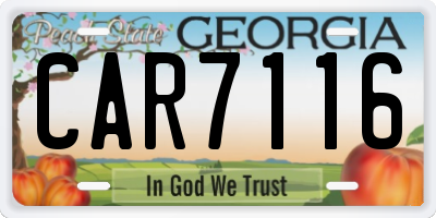 GA license plate CAR7116