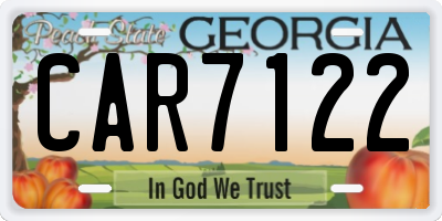 GA license plate CAR7122