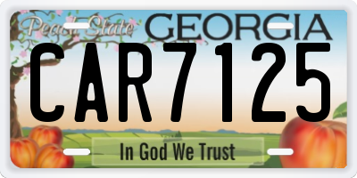 GA license plate CAR7125