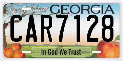 GA license plate CAR7128