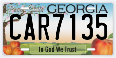 GA license plate CAR7135