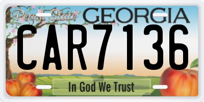 GA license plate CAR7136