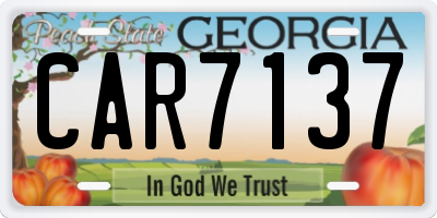 GA license plate CAR7137