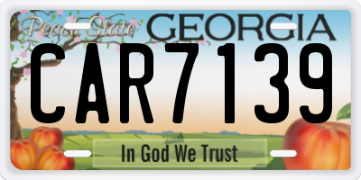 GA license plate CAR7139