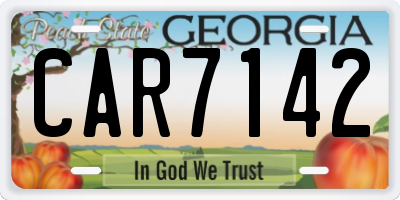 GA license plate CAR7142