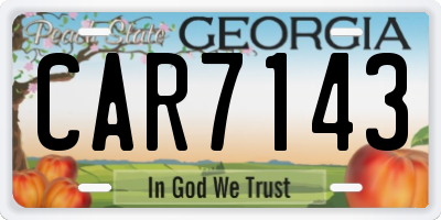 GA license plate CAR7143