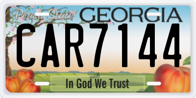 GA license plate CAR7144