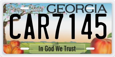 GA license plate CAR7145