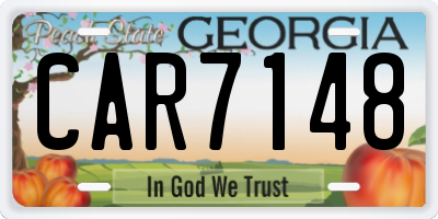 GA license plate CAR7148