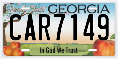 GA license plate CAR7149