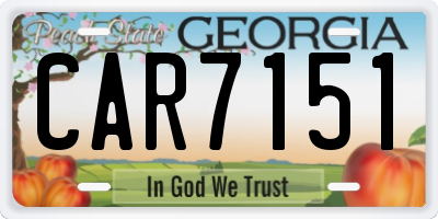 GA license plate CAR7151