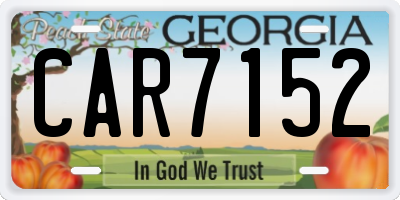 GA license plate CAR7152